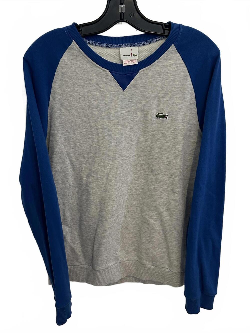 Lacoste Colorblock Grey and Blue Crewneck Sweatshirt - Size 4 (M)